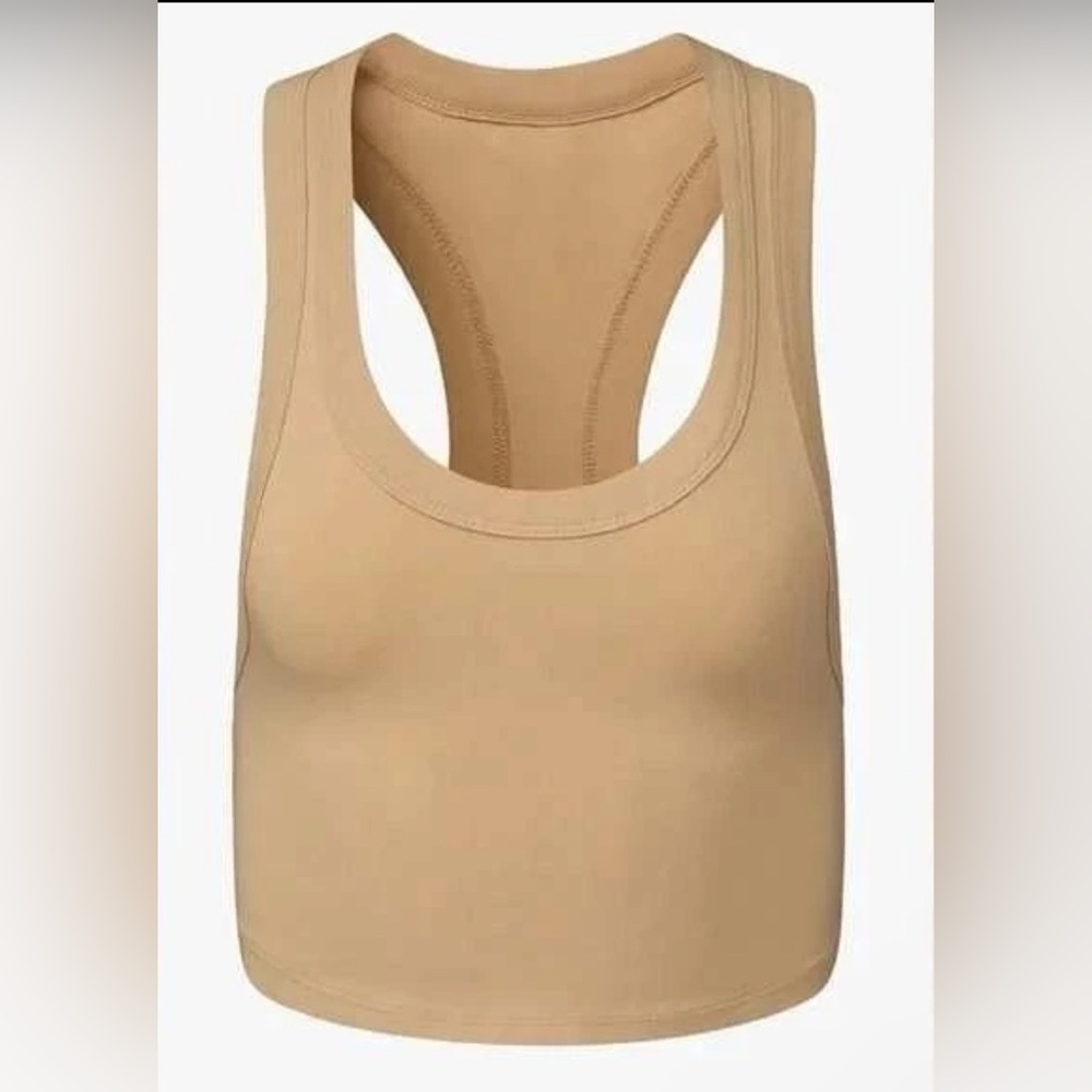 WeWoreWhere Cropped Scoop Tank Beige